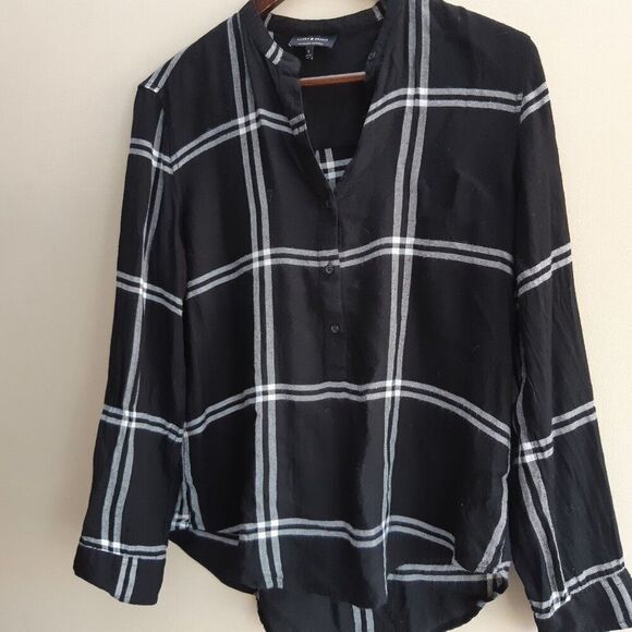 Lucky Brand black & white plaid top - Picture 3 of 4